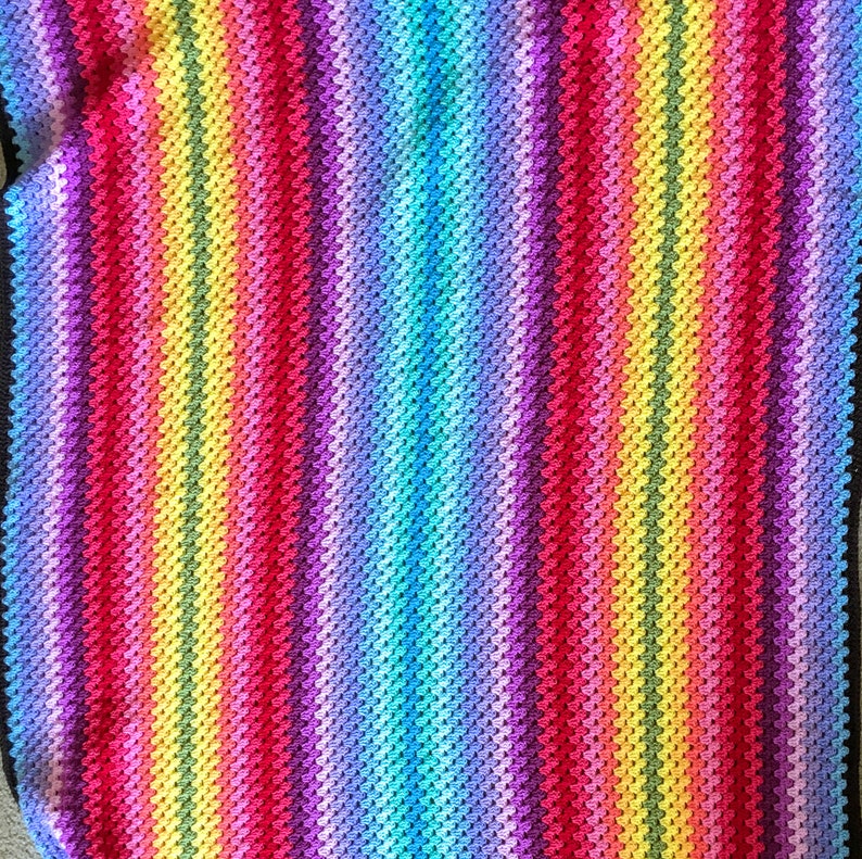 An Easy Granny Stripe Crochet pattern, Colorful Granny Stripe crochet blanket pattern, Bright crochet afghan pattern image 10