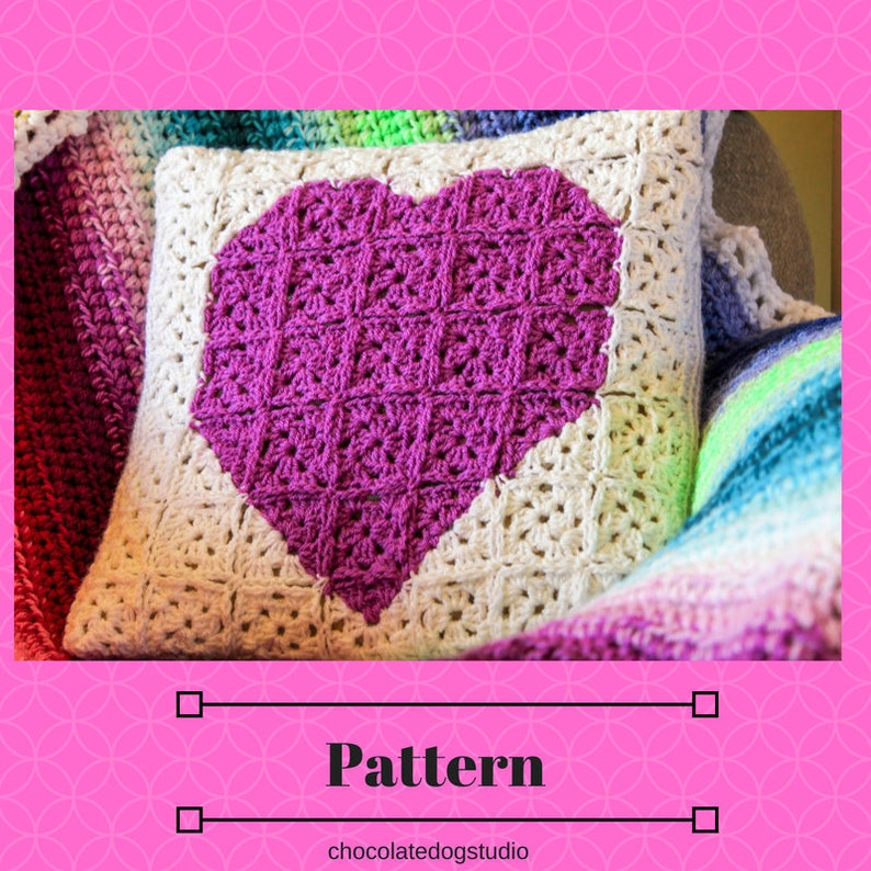 Crochet Patchwork Heart Pillow Cover, Granny Square Heart Pillow Etsy