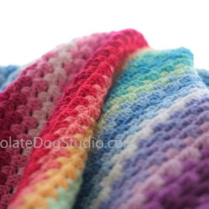 Easy rainbow crochet Blanket pattern, the Rainbow Granny Stripe an easy crochet blanket pattern image 2