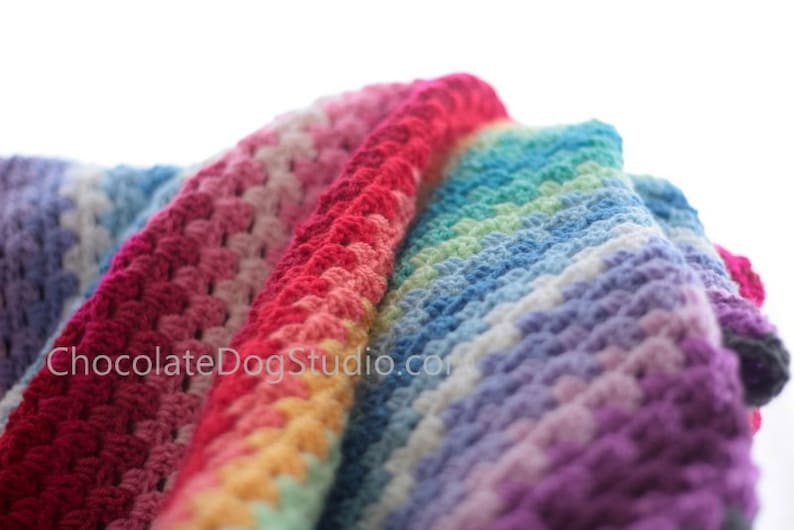 Easy rainbow crochet Blanket pattern, the Rainbow Granny Stripe an easy crochet blanket pattern image 2