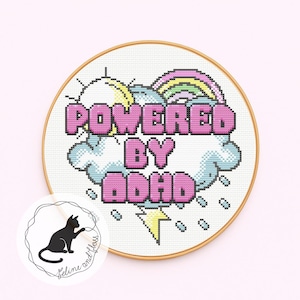 Padrão de ponto cruz para TDAH, Neurodiversidade (padrão em PDF para download imediato)