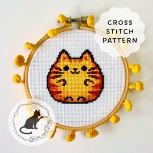 Small Round Cat Cross Stitch Pattern (instantly downloadable PDF)