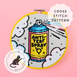 Anti-TERF Spray Cross Stitch Pattern (instantly downloadable PDF) Trans Pride LGBTQ