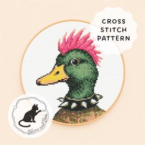 Punk Duck Cross Stitch Pattern (instantly downloadable PDF)