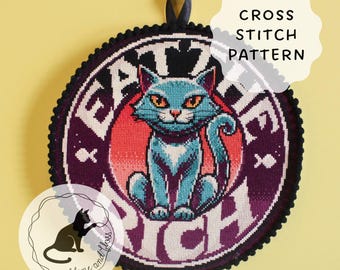 Eat The Rich Cross Stitch Pattern (instantly downloadable PDF) Anti-Capitalist Political Cross Stitch