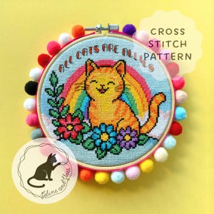 All Cats Are Allies Cross Stitch Pattern (instantly downloadable PDF) LGBTQ Pride