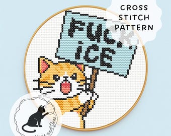 ICE Demonstration Cat Kreuzstich-Muster (sofort herunterladbares PDF)