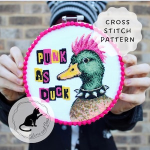 Patrón de punto de cruz Punk As Duck (PDF de descarga instantánea)
