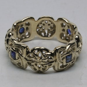 Natural Sapphire Celtic knot band in 14k size 10.5 image 1