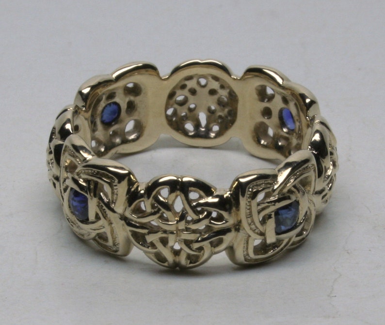 Natural Sapphire Celtic knot band in 14k size 10.5 image 1