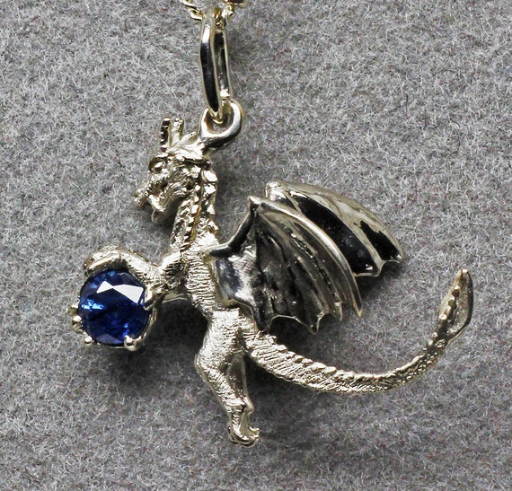 Sapphire Dragon Pendant in 14 K 