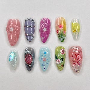 Floral Dreamscape 3D Press-On Nails Set |NL80