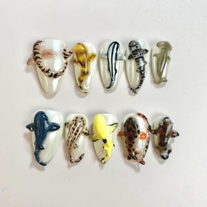 3D Shark Press On Nails: Ocean-Inspired Faux Acrylic Summer Nails