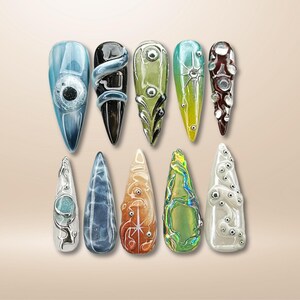 Holographic Chrome Press On Nails: Gothic Y2k Nail Art