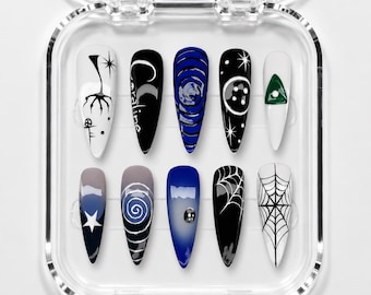 Coraline Inspired Press On Nails: Gothic Cosplay, Button Eyes
