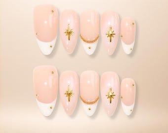 Gold Star Press On Nails | French Tip, Minimalist