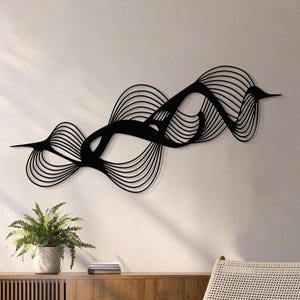 Modern Abstract Line Metal Wall Art - Large Black Wall Sculpture for ...