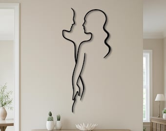 Minimalist Couple Metal Wall Art: Love Silhouette Decor