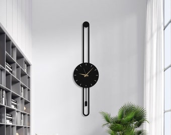 Reloj de pared moderno, reloj de pared de gran tamaño, reloj de pared de metal, reloj de pared grande, reloj de pared minimalista, reloj de pared silencioso, decoración de pared vertical