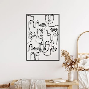 Picasso Faces Metal Wall Art, Line Art Wall Decor, Modern Wall Art, Abstract Wall Art, Wall Hangings, Unique Wall Art, Modern Home Decor