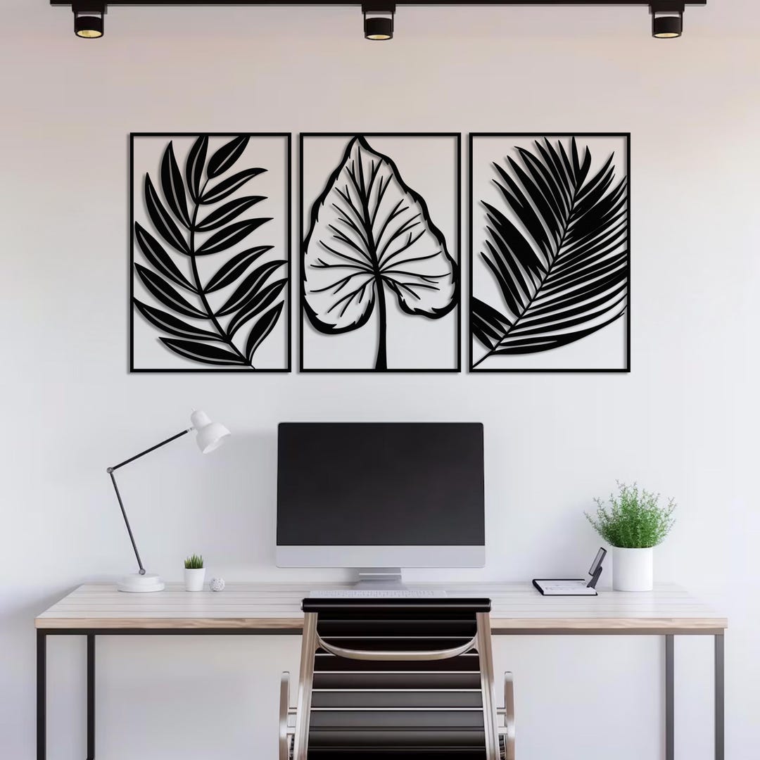 Tropical Leaf Metal Wall Art: Set of 3 Botanical Decor - Etsy