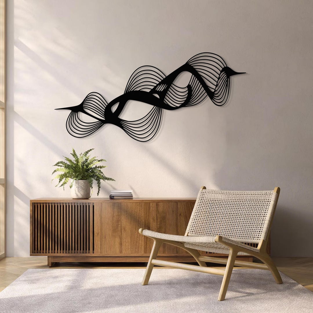Modern Abstract Line Metal Wall Art - Large Black Wall Sculpture for ...