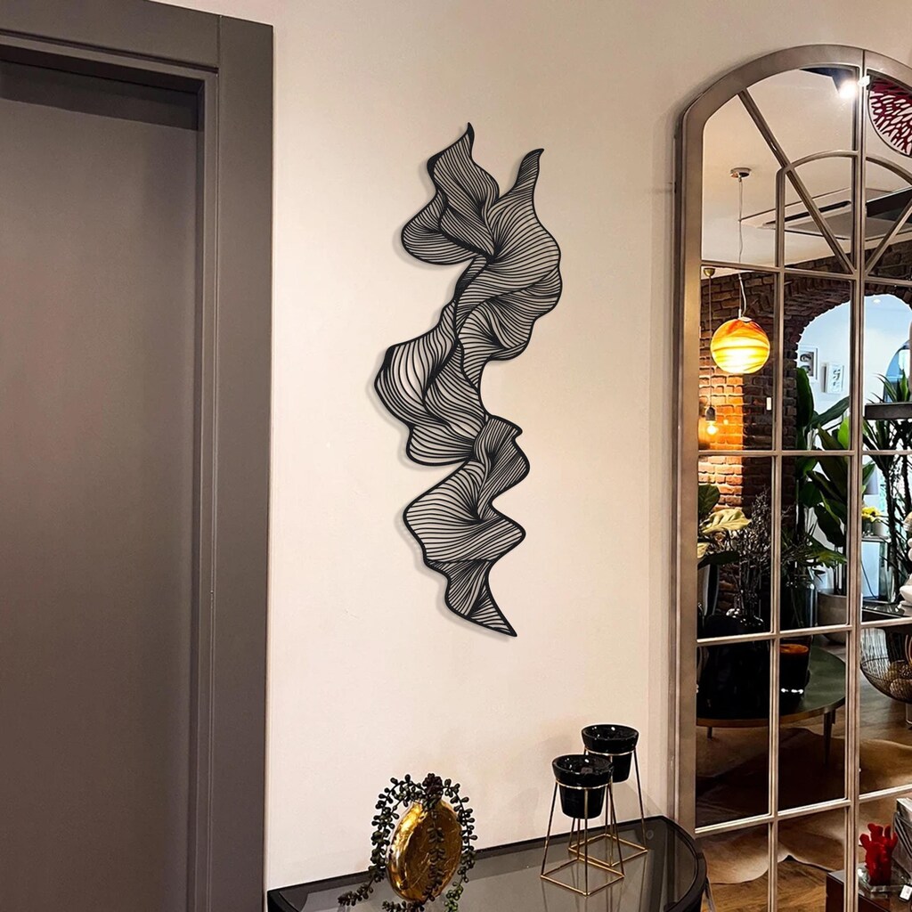 Scultura Moderna Scultura Da Parete Montagna In Metallo - Decorazione Natura, Marrone E Grigio, 43x31cm Quadro Montagna Da Parete