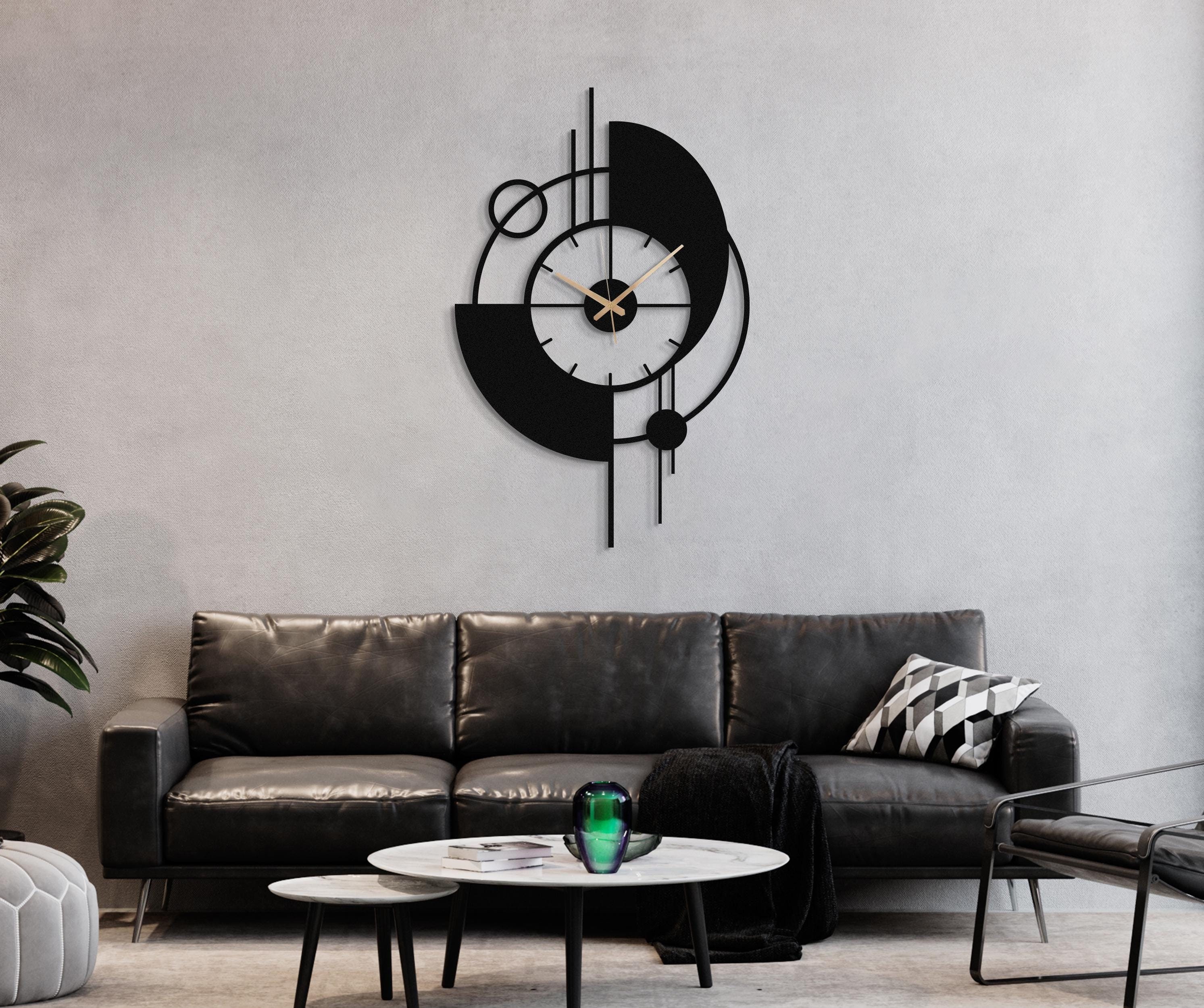 Modern Wall Clock, Luxury Home Decor, Clocks For Wall, Anniversary Gifts, Black Metal Wall Art, Huge Wall Clock, Geometric Metal Wall Clock