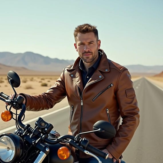 Robuste Lederjacke für Herren Reiches Braun mit diagonalen