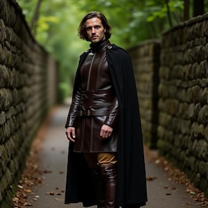 Medieval Leather Tunic Coat for Men |Long Belted Armor Jacket | Fantasy Cosplay LARP Costume | Renaissance Wear For Him