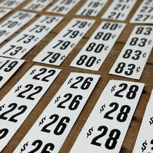 Vintage Lot 250+ Gummed Labels Price Tags 0.05-98.00 Stickers Journal Ephemera Mixed Media Hardware Grocery General Store