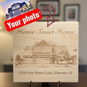 Custom House Portrait Home Sign Personalized Gift Housewarming Idea Realtor Closing Present New Keepsake Wall Hanging Decoration Maple Wood
