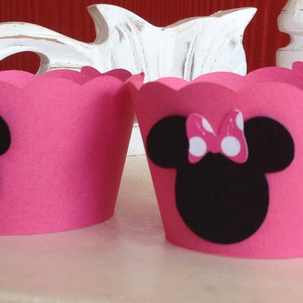 Pink Minnie Mouse Cupcake Wrappers- Set of 12