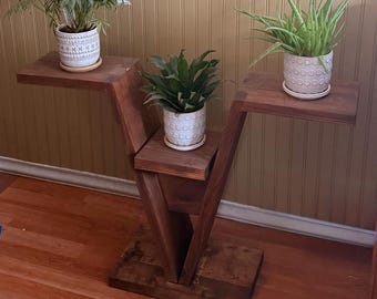 Rustic Reclaimed Wood V Shelf - Indoor Outdoor Plant Stand
