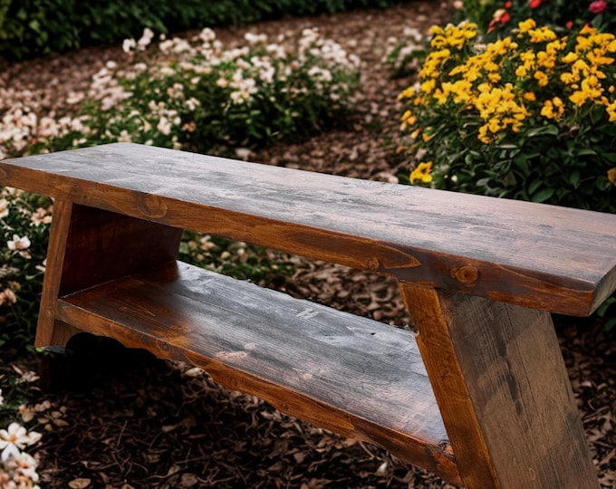 Featured listing image: Rustic Garden Bench—Handcrafted Elegance for Your Outdoor Sanctuary