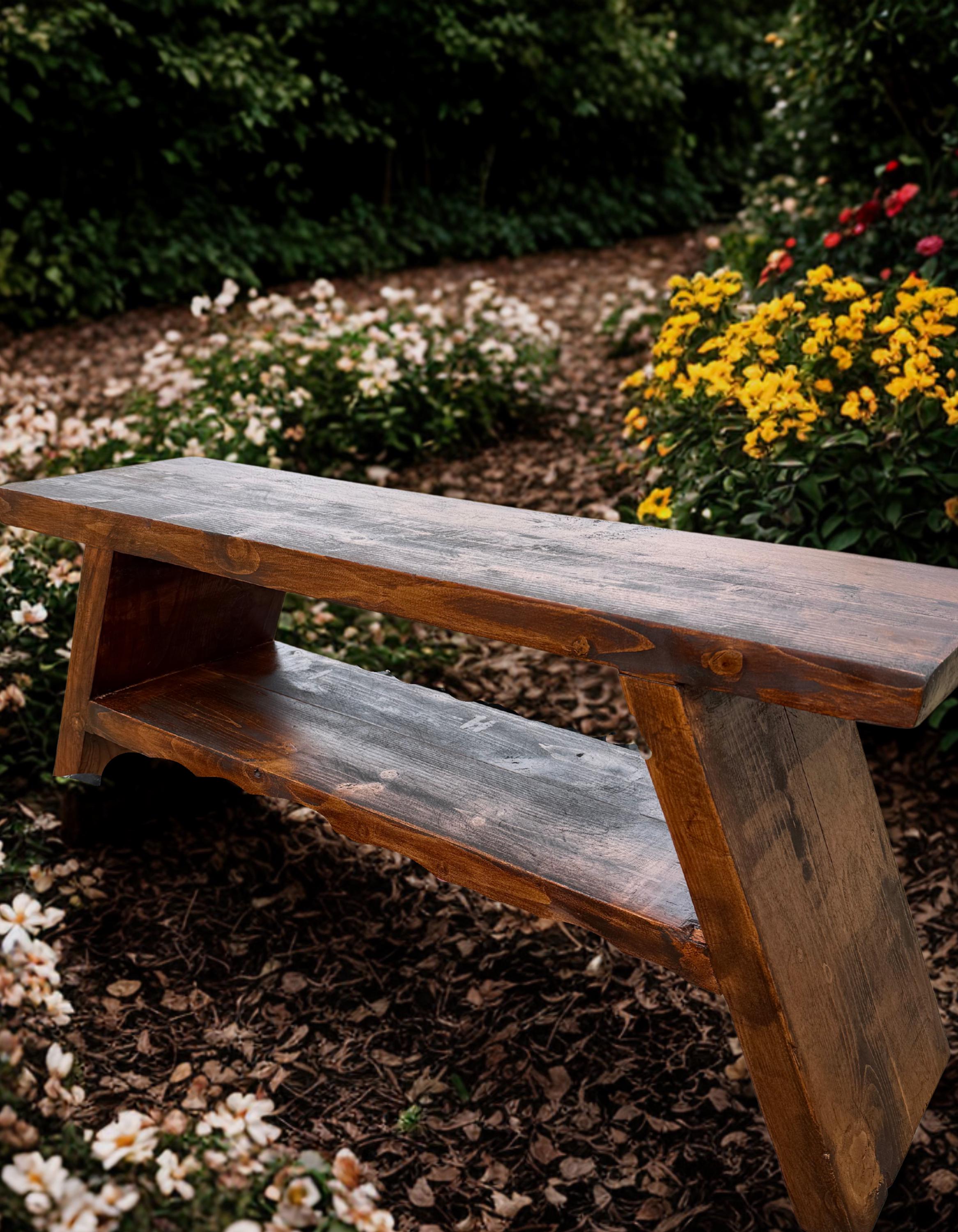 Rustic Garden Bench—Handcrafted Elegance for Your Outdoor Sanctuary