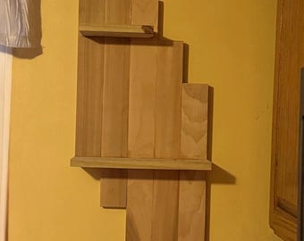 Handmade Rustic Wooden Wall Shelf: Farmhouse Accent with 2 Ledges