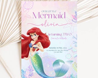 Mermaid Princess Birthday Invitation Girl – Under the Sea Theme, Editable Template, Instant Download, Mermaid Party Invite