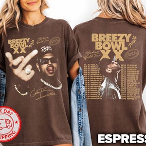 2 Sided Breezy Bowl Comfort Colors Shirt, Chris Br Middle Finger Shirt, Concert 2025 Shirt, Chris Br Graphic Tee 90S, Music Fan Gift Shirt.