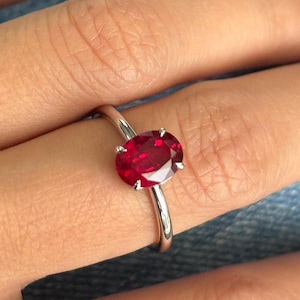 Ruby Ring | Lab Grown Oval Solitaire | Alternative Engagement Gift