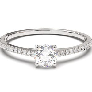Classic Engagement Style Solitaire Ring | Lab Grown Diamonds or Moissanite | Silver, Gold, Platinum Customisation