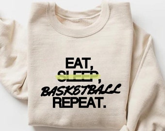 Eat Sleep Basketball Repeat Shirt, Basketball Tee, Basketball Lover Shirt, Basketball Fan Gift, Game Day Shirt, Basketball Coach Hoodie