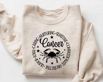 Cancer T-Shirt, Sweatshirt, and Hoodie, Loyal & Loving Design, Cancer Zodiac Sign Clothing, Horoscope Gift, Astrology Apparel, Unisex Cancer