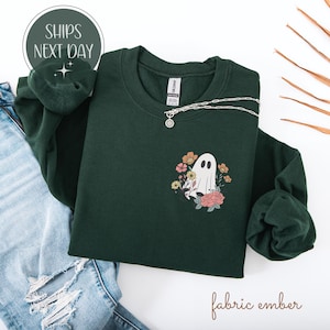 Floral Halloween Ghost T-shirt, Floral Ghost Shirt, Spooky Season Tee, Halloween Party Outfit, Cute Halloween Womens Clothing Gifts