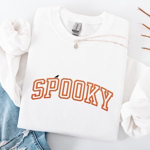 Embroidered Spooky Sweatshirt, Halloween Sweatshirt, Halloween Gift Hoodie, Women Halloween Sweatshirt, Spooky Season Shirt, Ghost Halloween