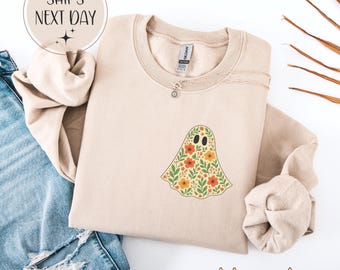 Floral Ghost Sweatshirt, Spooky Season, Fall Halloween Tee