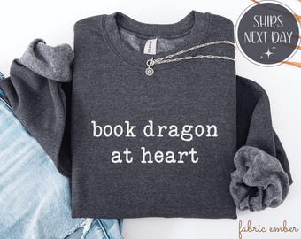 Book Dragon Sweatshirt, Fantasy Reader Shirt, Book Club Gift