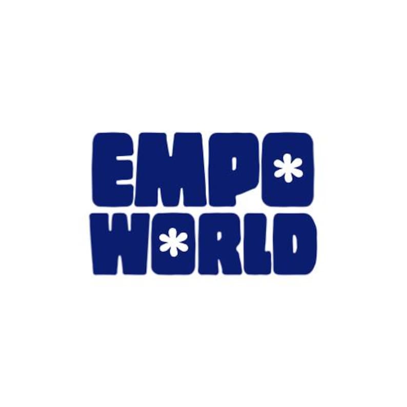 May include: Blue and white logo with the text "EMPO*WORLD" in a retro font style.