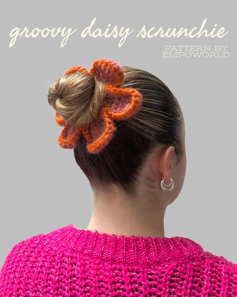 Groovy Daisy Crochet Scrunchie PATTERN | Confident Beginner (PDF Pattern) image 1