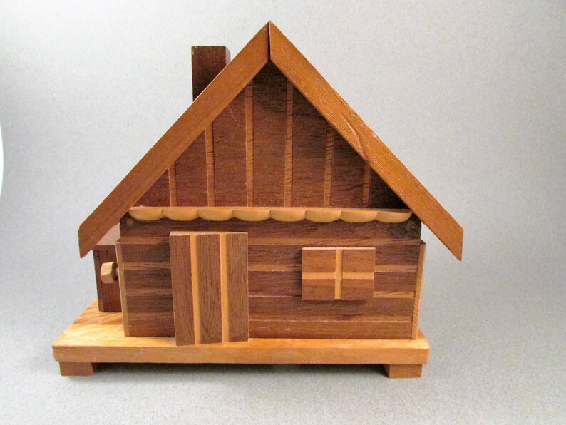 Vintage Music Box Cigarette Dispenser Wood House Wood Cabin Etsy
